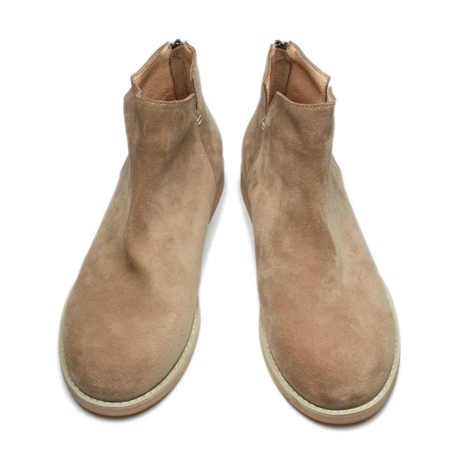 Elegant Cowhide Slip On Ankle Booties