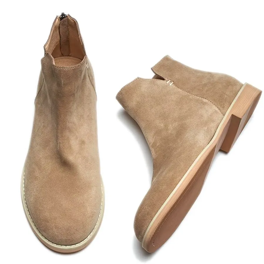 Elegant Cowhide Slip On Ankle Booties