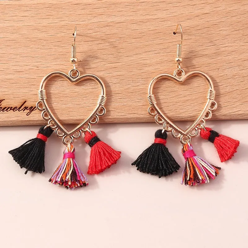 Elegant Fabric Flower Drop Earrings