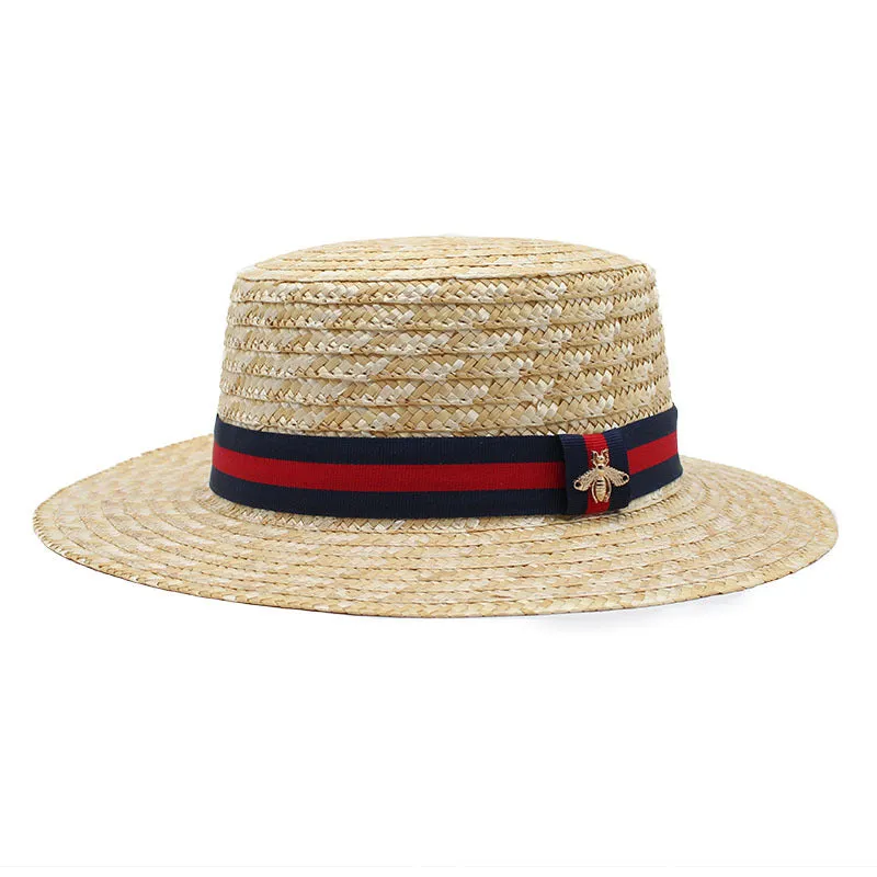 Elegant Straw Sun Boater Hat