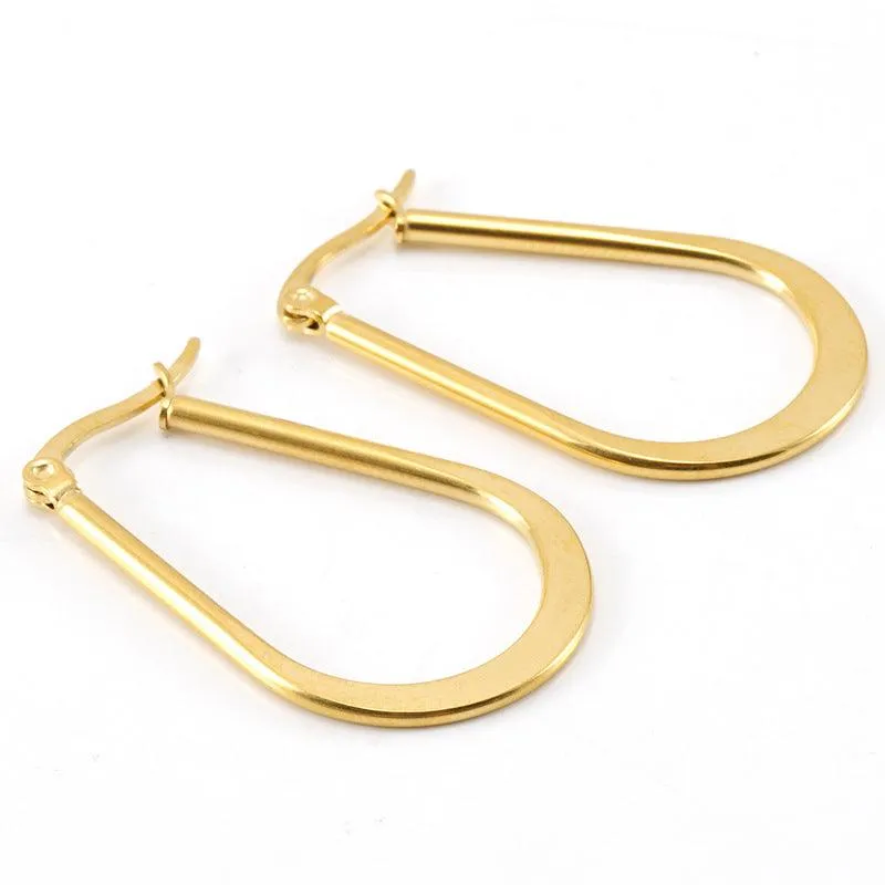 Geometric Teardrop Gold Hoop Earrings – Sleek Modern Design