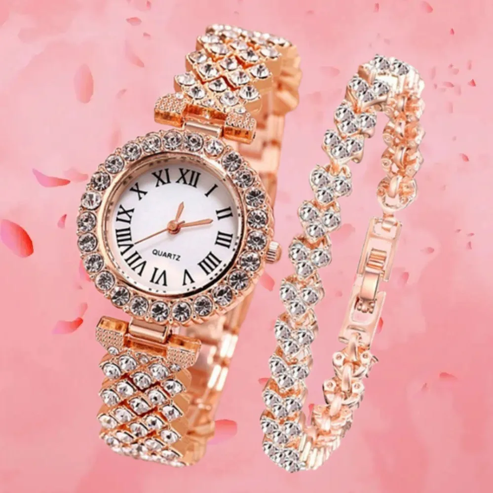 Goddess Bracelet Watch Rose Gold Diamond Quartz Watch Female Roman Diamond Women's Watch