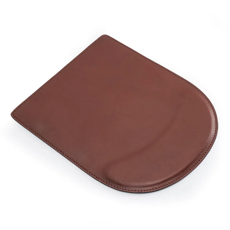 Handmade Ergonomic Vegetable Tanned Leather Strap Wrist Rest Mouse Pad