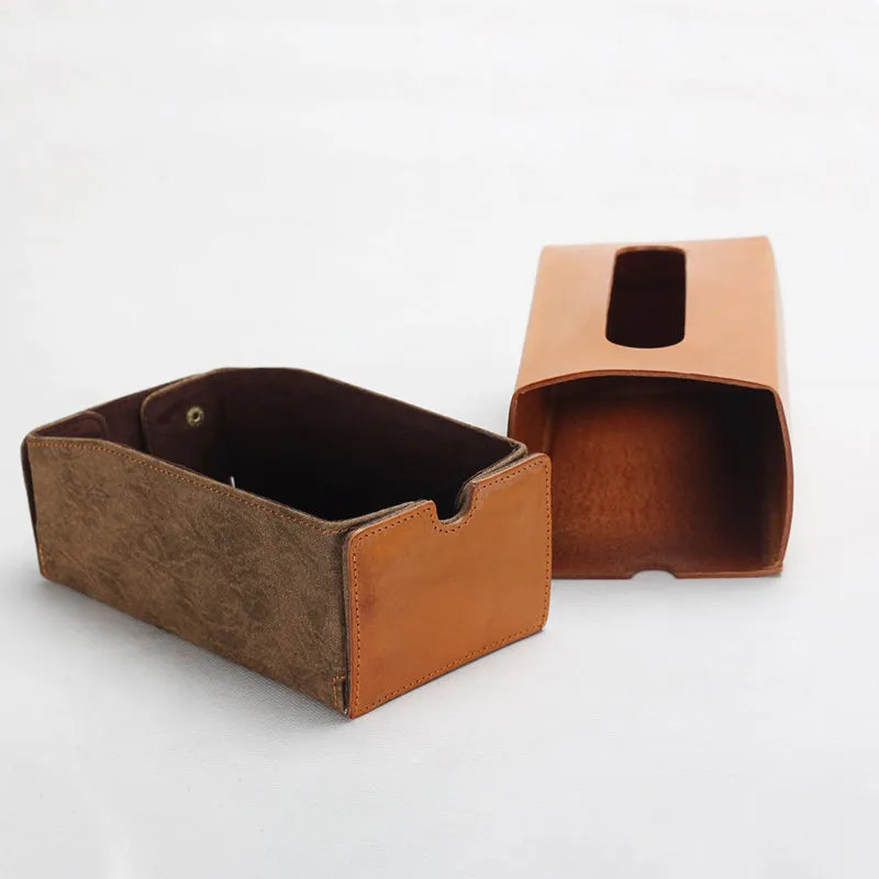 Handmade Multifunctional Vegetable Tanned Leather Tissue Box