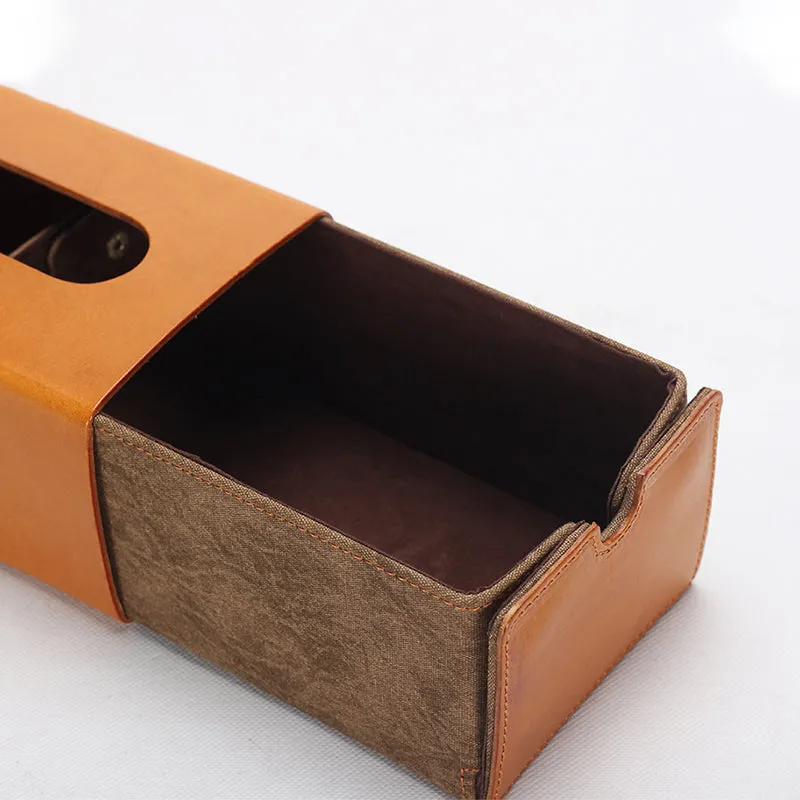 Handmade Multifunctional Vegetable Tanned Leather Tissue Box