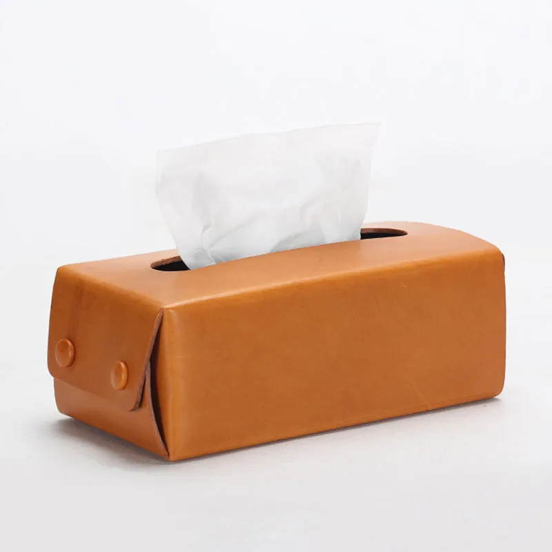 Handmade Multifunctional Vegetable Tanned Leather Tissue Box