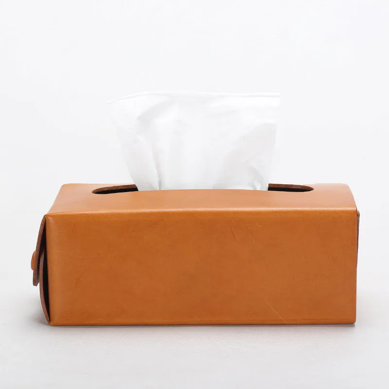 Handmade Multifunctional Vegetable Tanned Leather Tissue Box