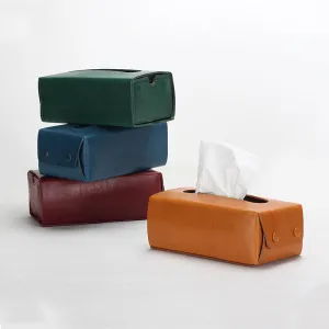 Handmade Multifunctional Vegetable Tanned Leather Tissue Box