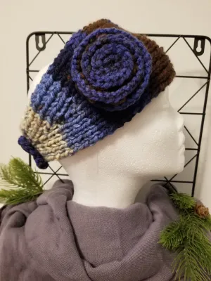 Headband Earwarmer - Flower style - Color: Lakeside