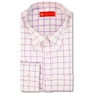 Kevin's Finest 100% Cotton Lilac Windowpane Shirt