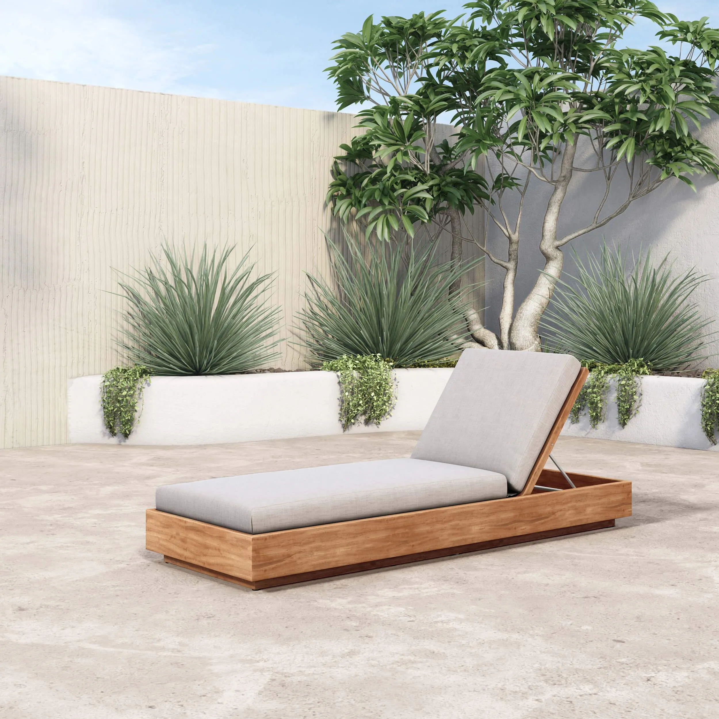 Kinta Outdoor Chaise, Stone Grey