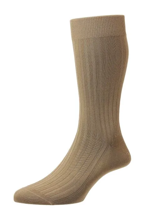 Light Khaki Danvers Mercerised Cotton Socks