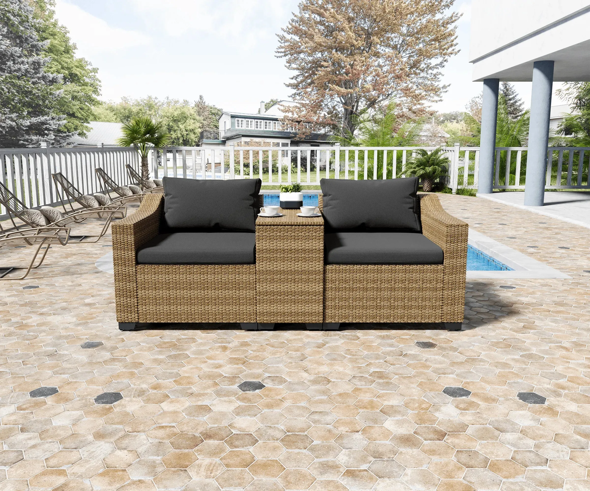 Luxury 3 Pieces Patio Sectional Furniture Set - A