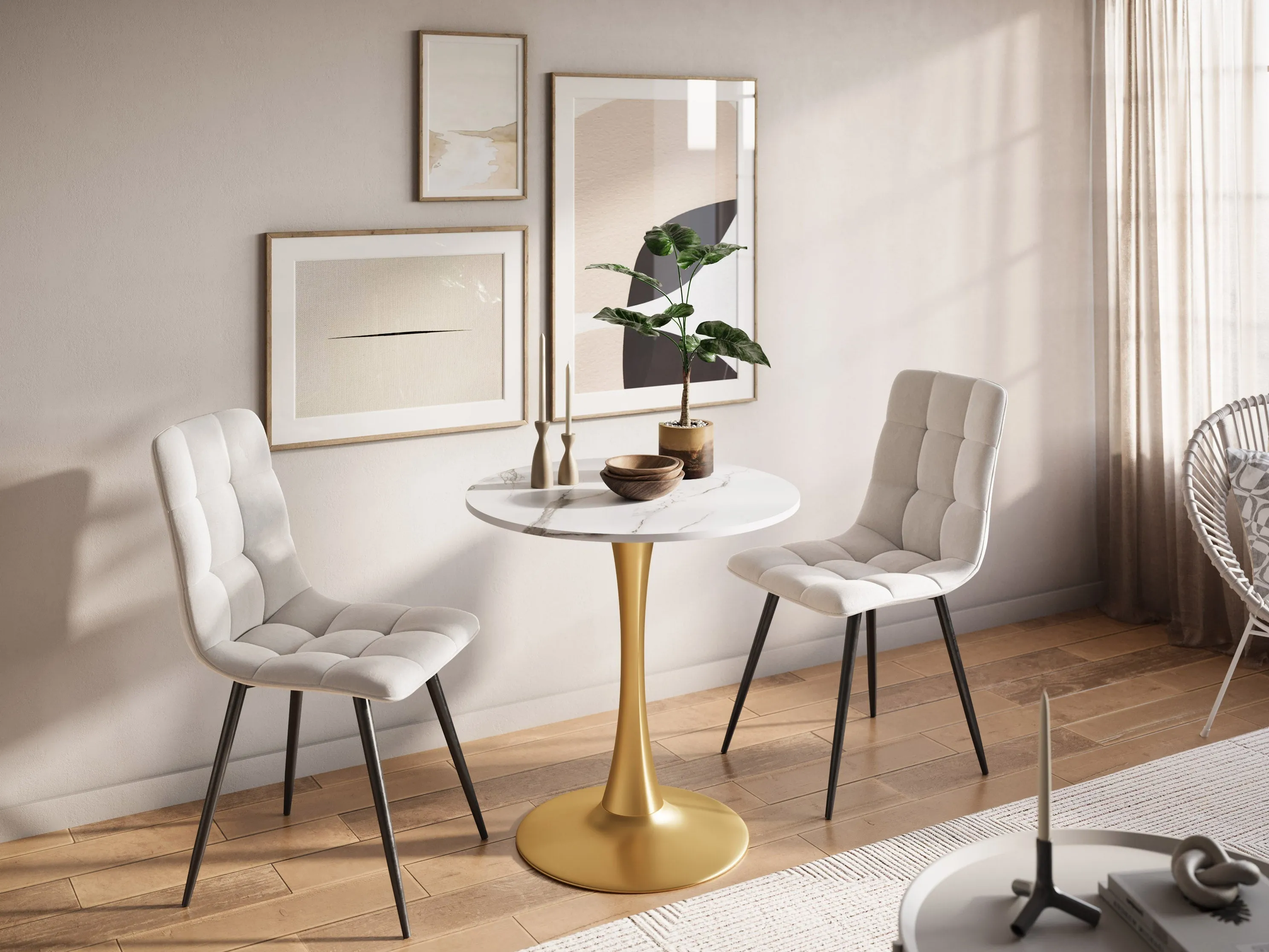 Marble And Gold Round Bistro Table 28"