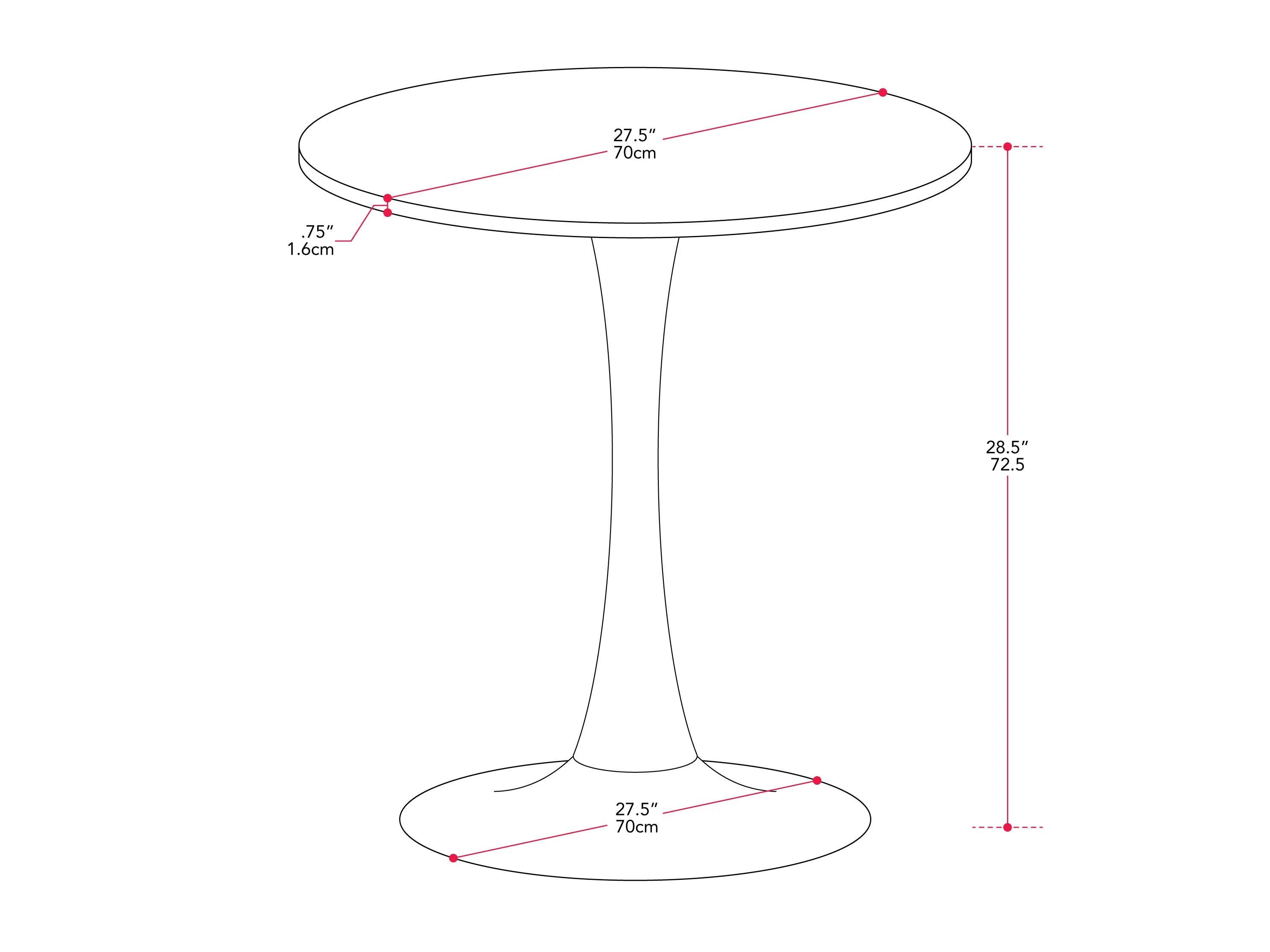 Marble And Gold Round Bistro Table 28"