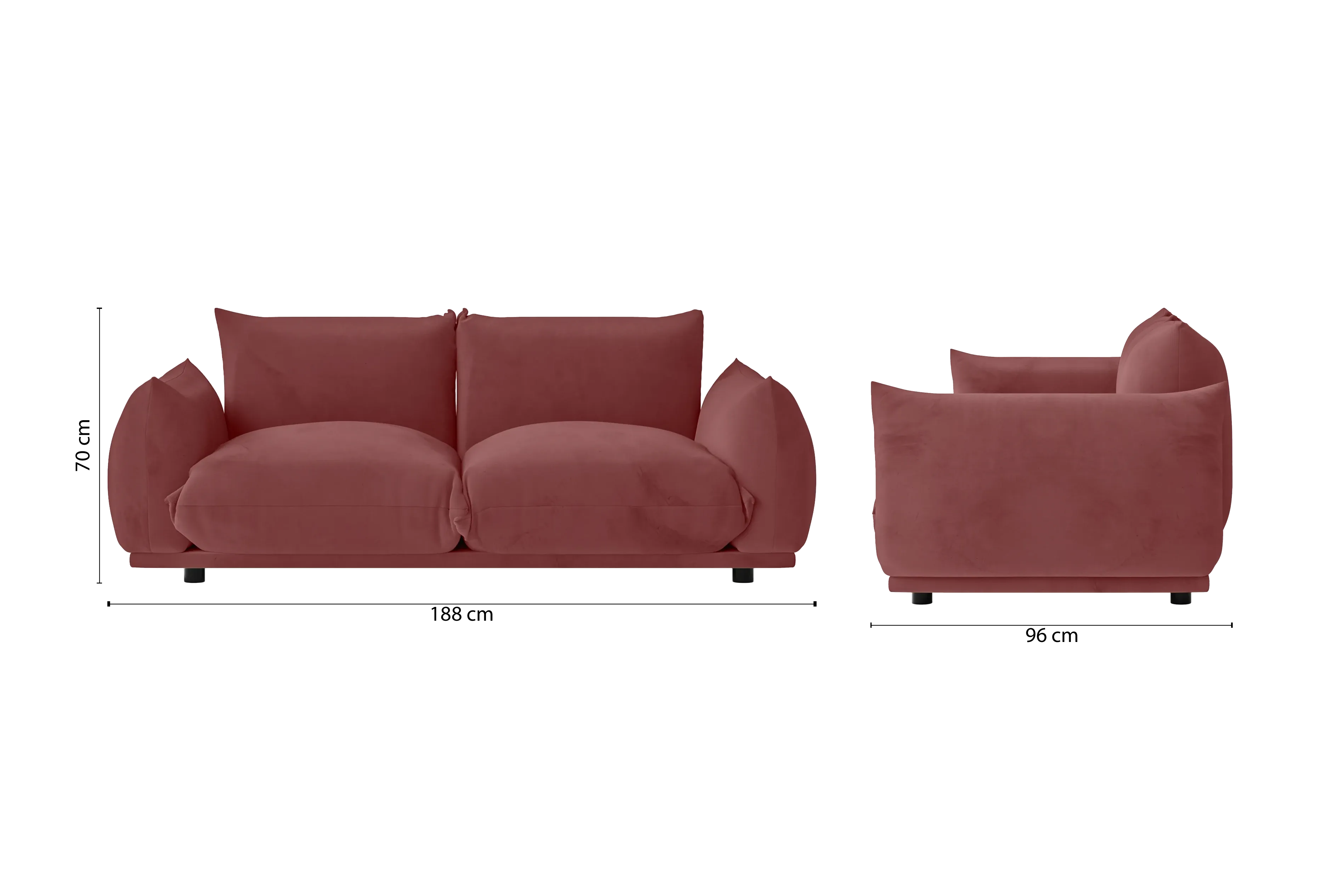 Minneapolis 2 Seater Sofa Pink Velvet