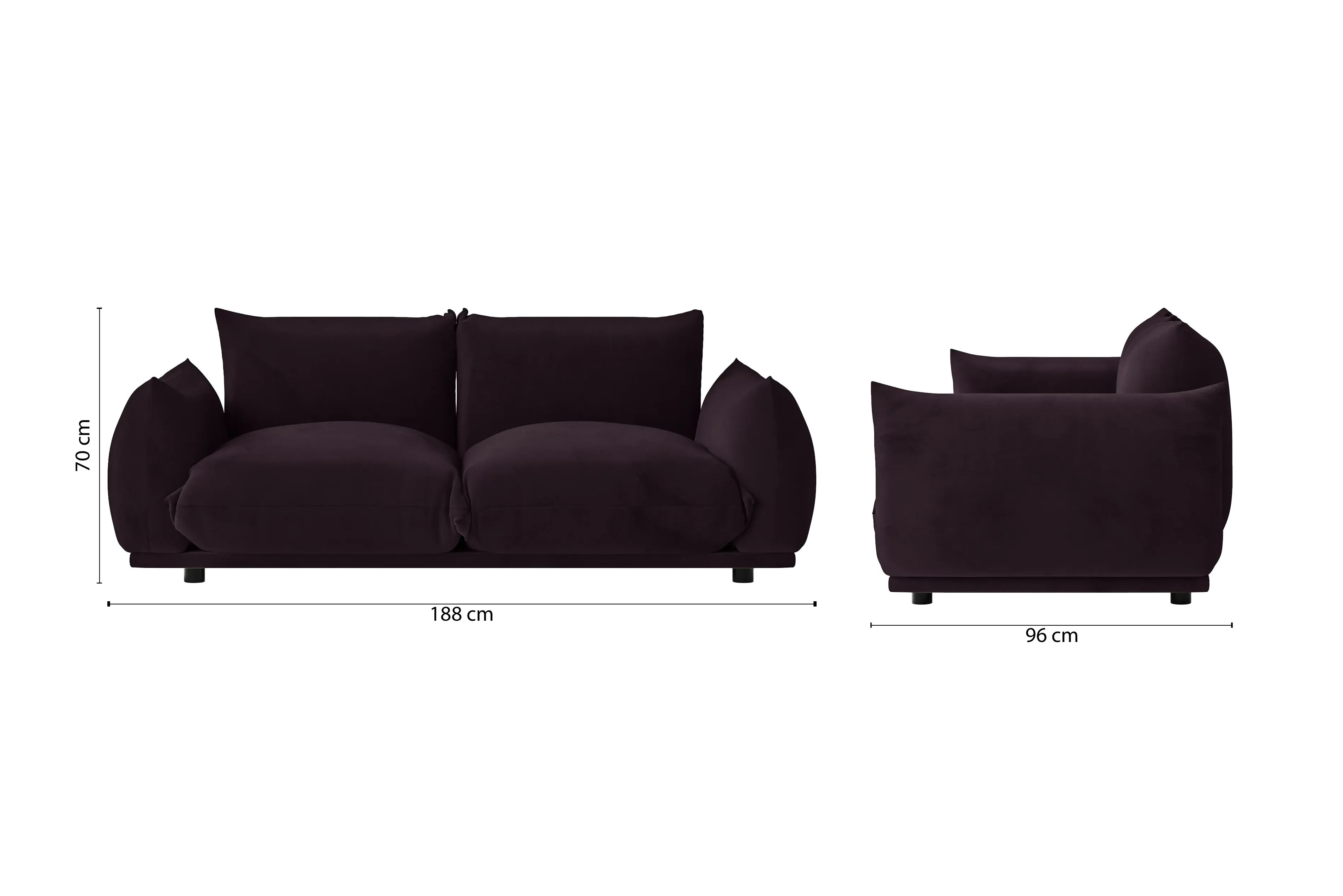 Minneapolis 2 Seater Sofa Purple Velvet