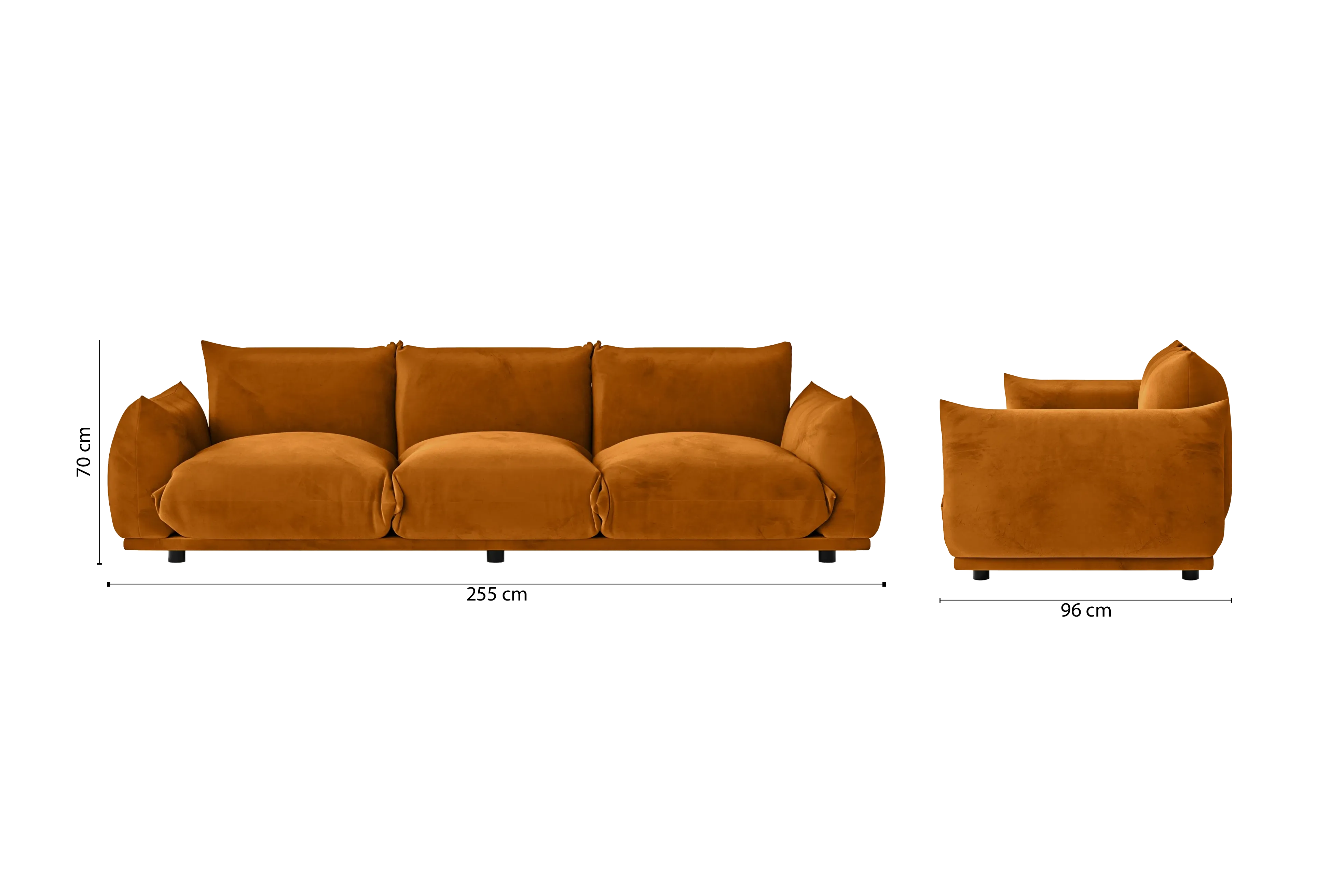 Minneapolis 3 Seater Sofa Gold Velvet