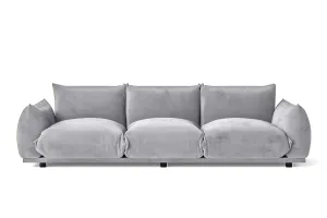 Minneapolis 3 Seater Sofa Silver Velvet