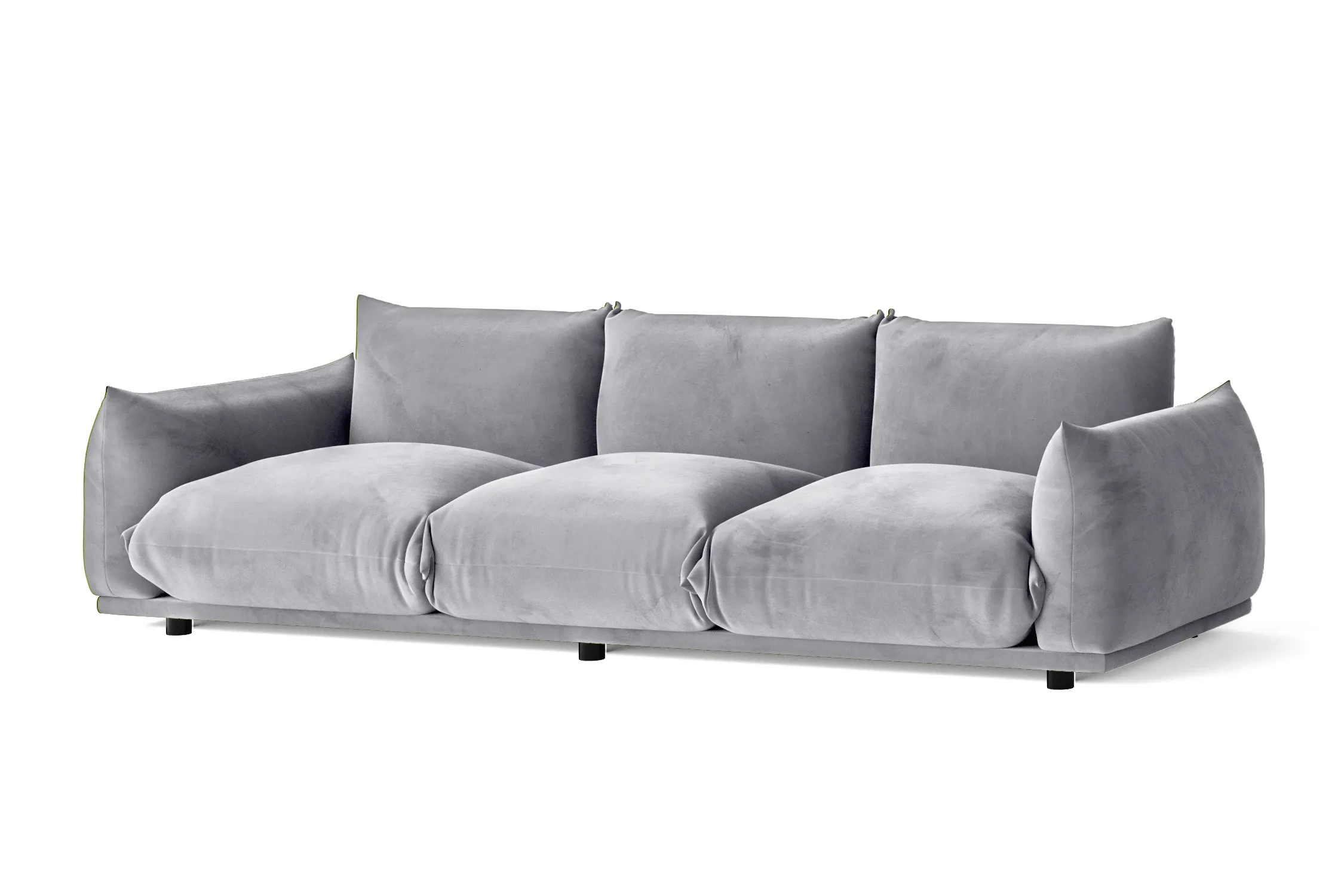 Minneapolis 3 Seater Sofa Silver Velvet