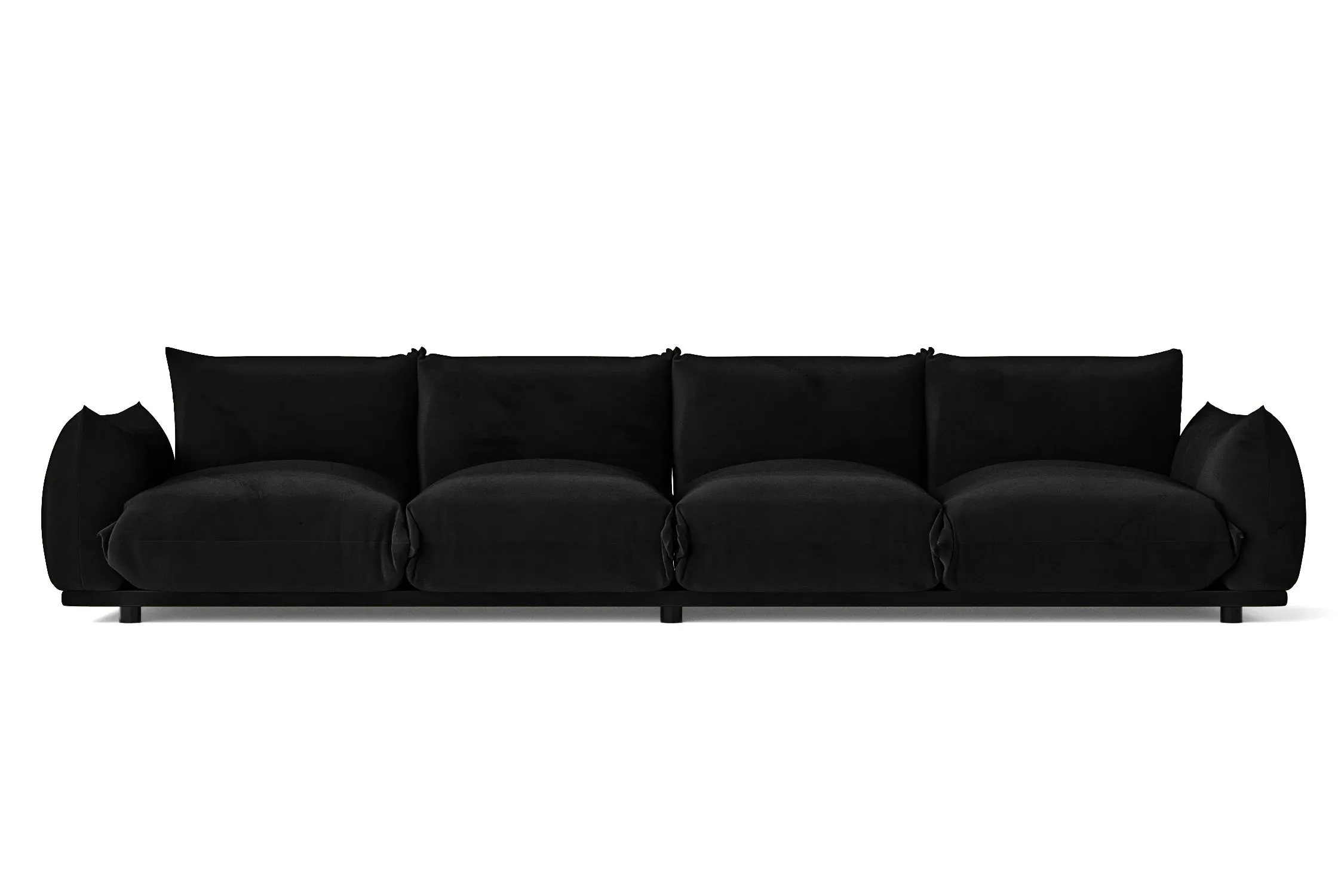 Minneapolis 4 Seater Sofa Black Velvet