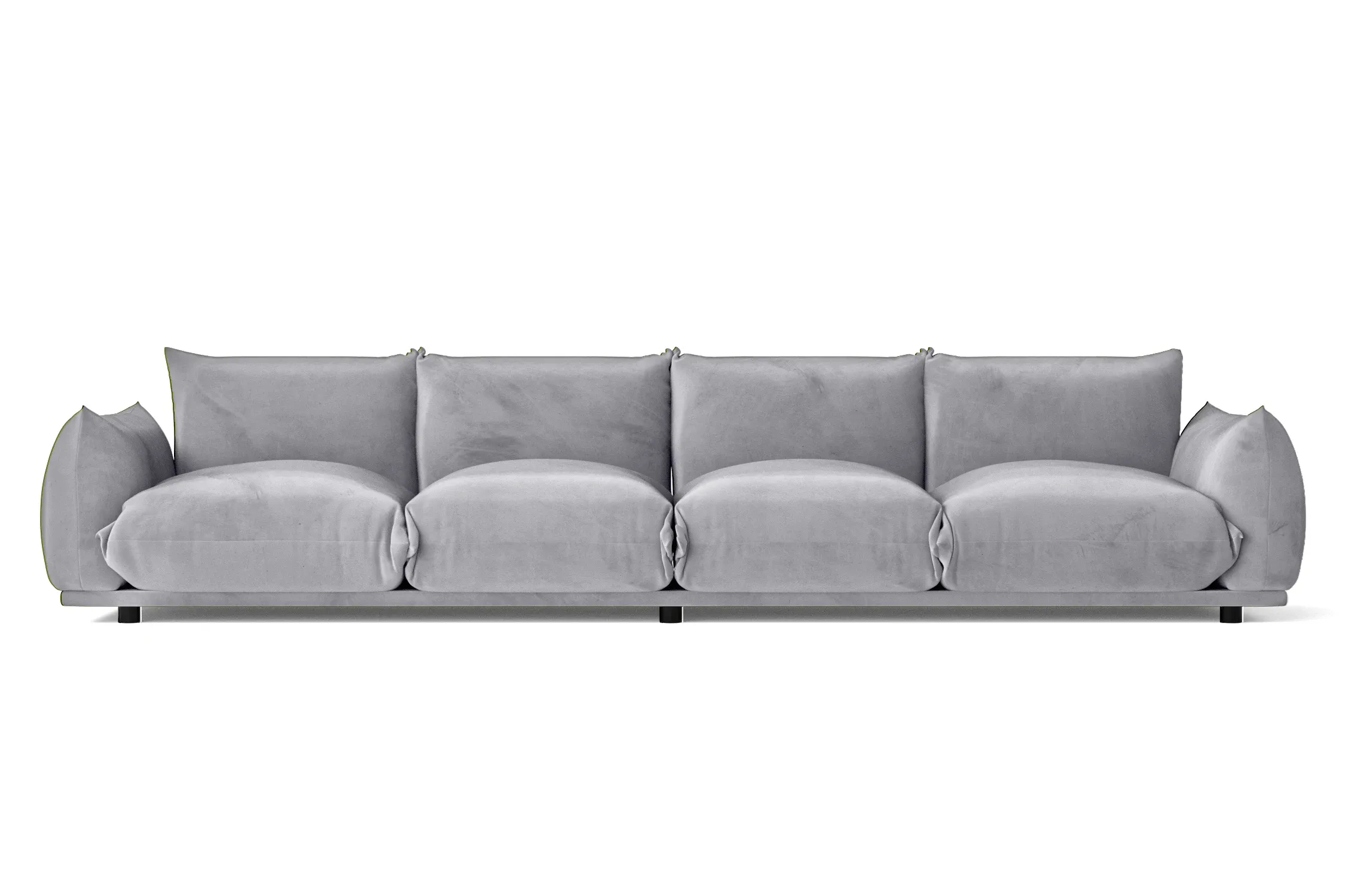 Minneapolis 4 Seater Sofa Silver Velvet