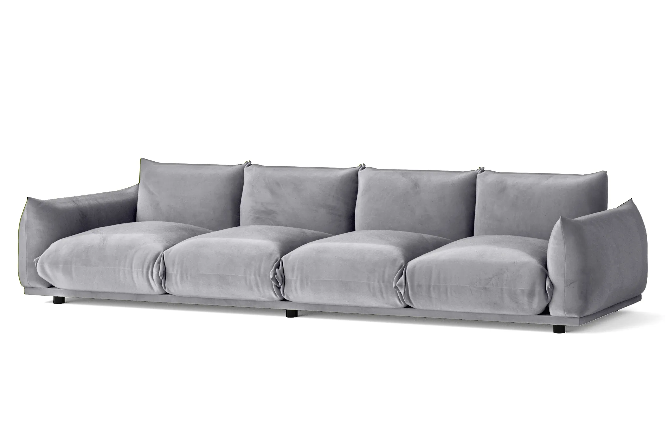 Minneapolis 4 Seater Sofa Silver Velvet