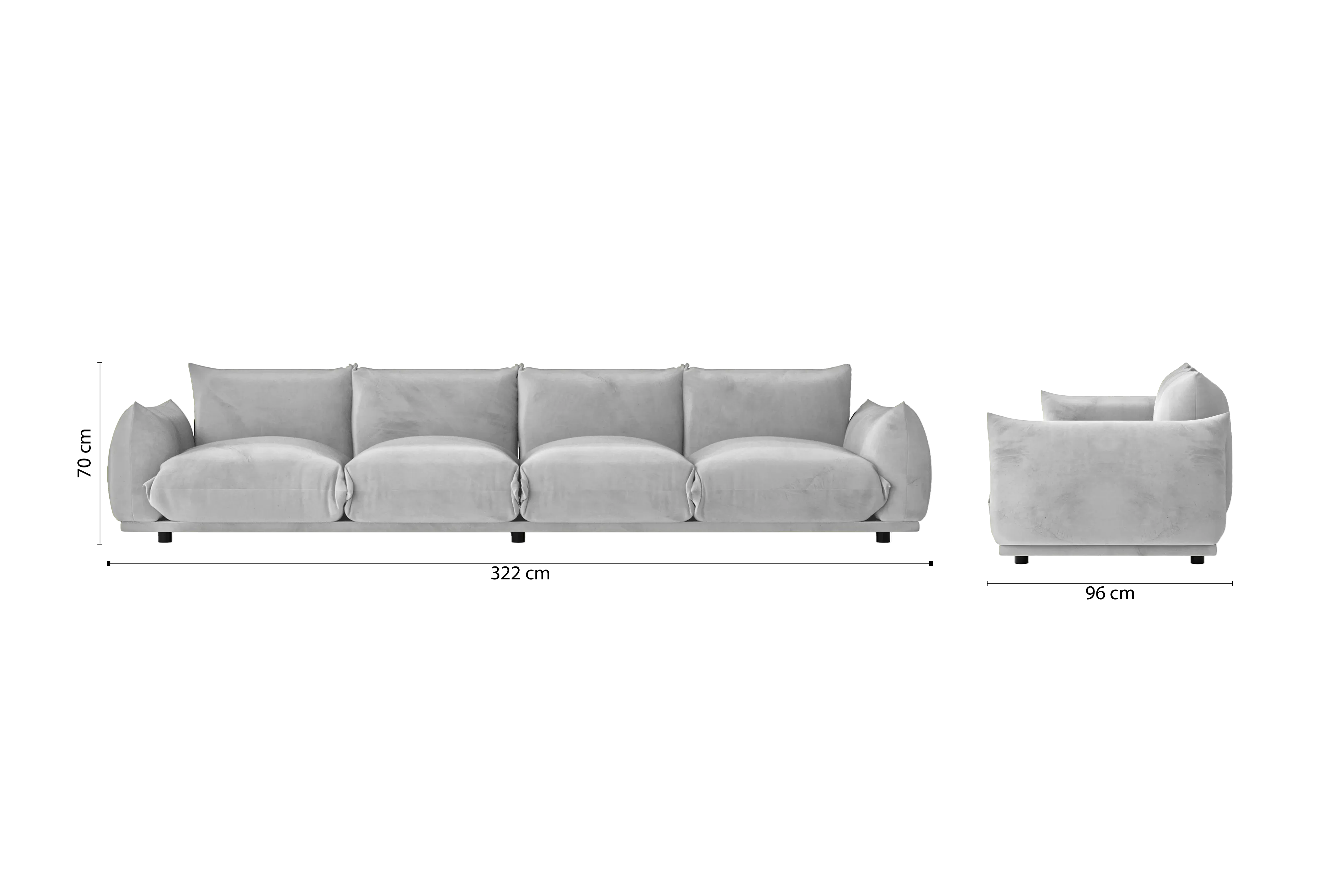 Minneapolis 4 Seater Sofa White Velvet