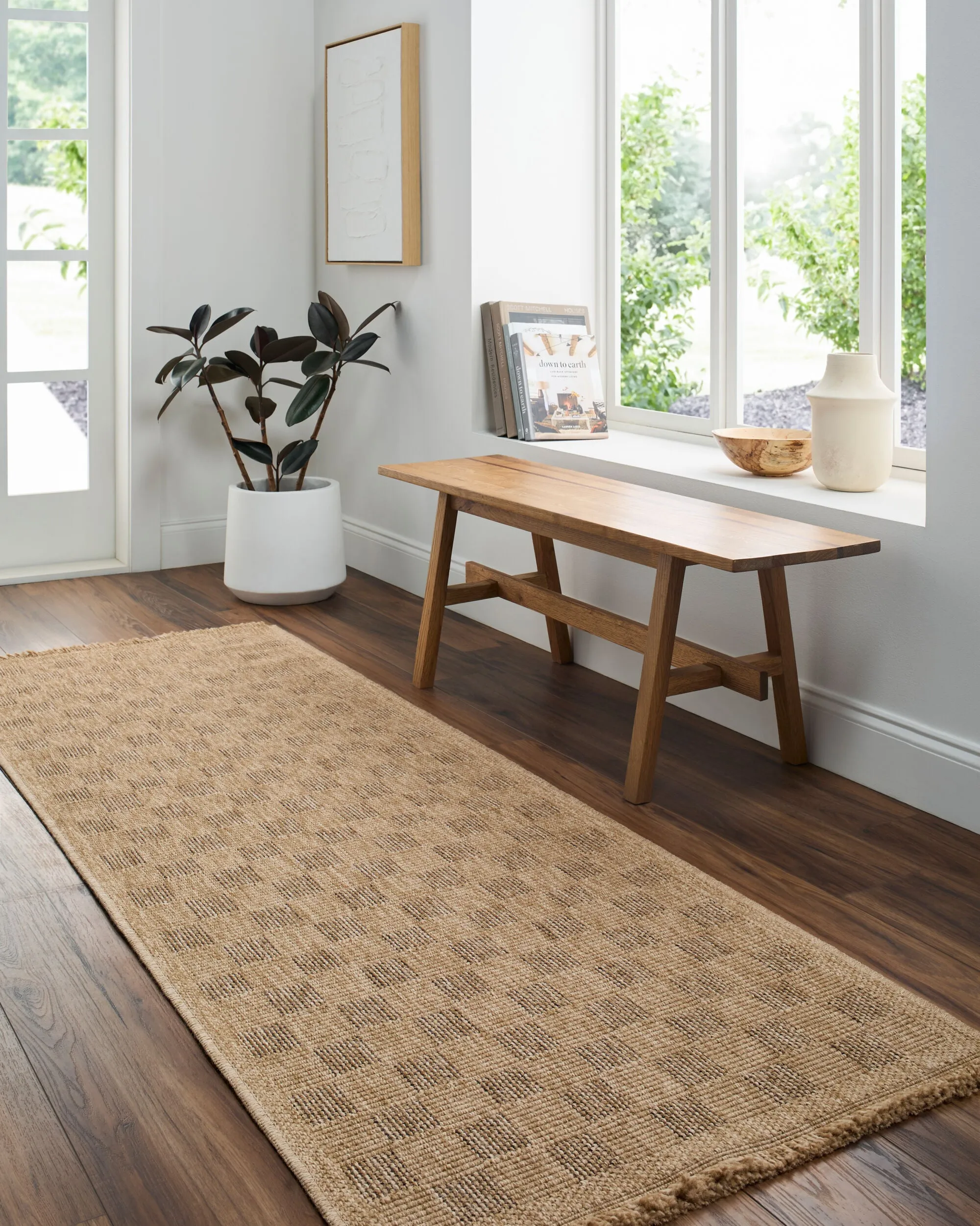 Mitchell Natural Checkered Outdoor Rug