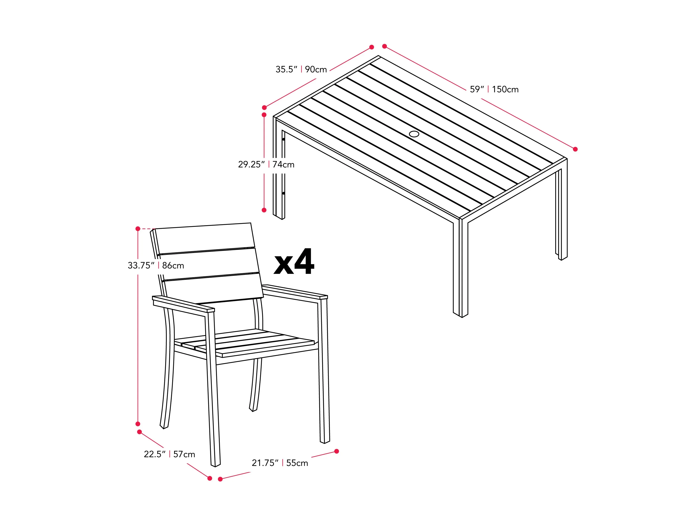 Outdoor Dining Set 5pc