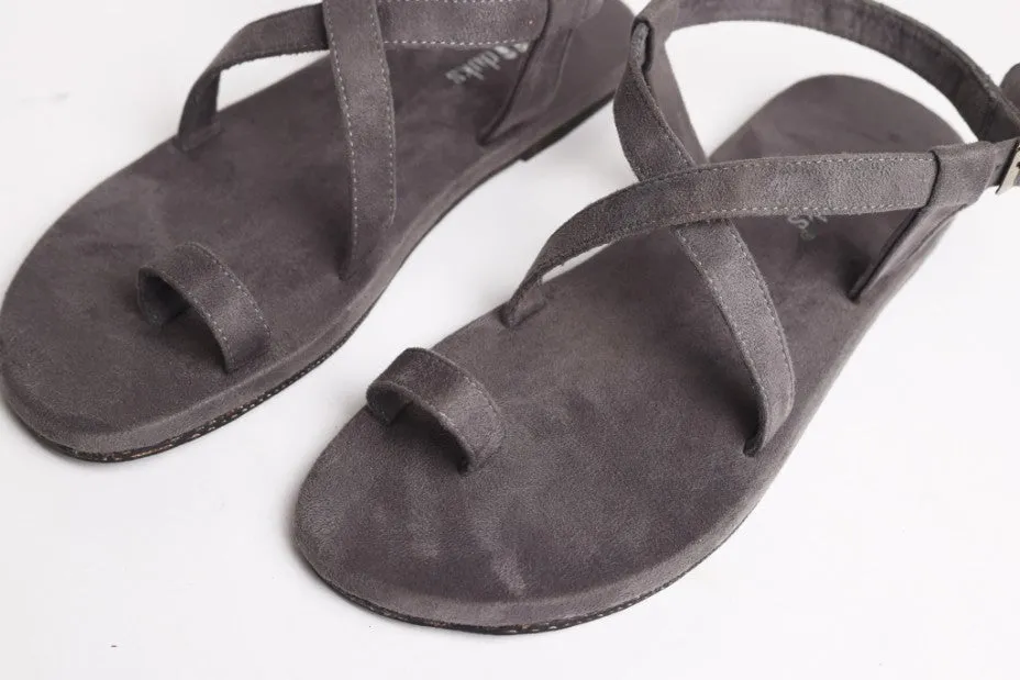 Paaduks Sko Toe-Ring Vegan Suede Sandals for Men (Grey)