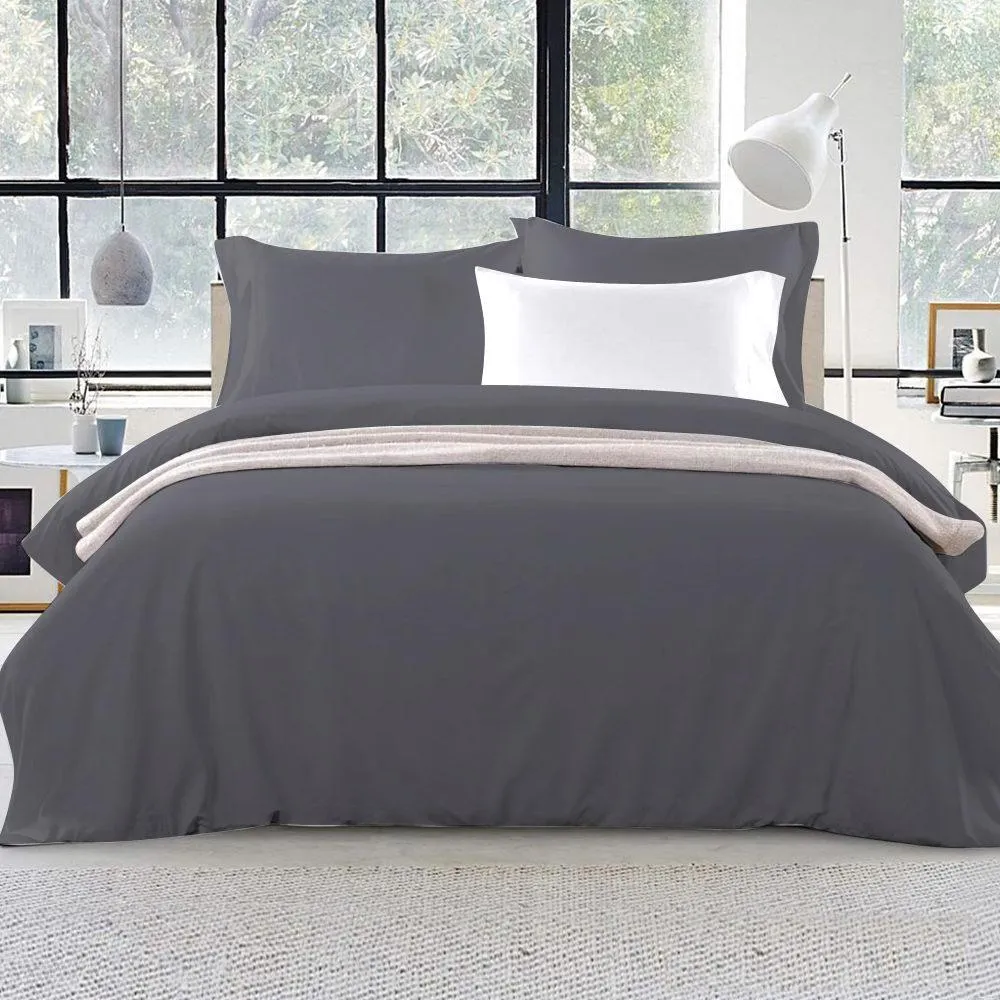 Queen Size Classic Quilt Cover Set - Charcoal