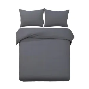 Queen Size Classic Quilt Cover Set - Charcoal