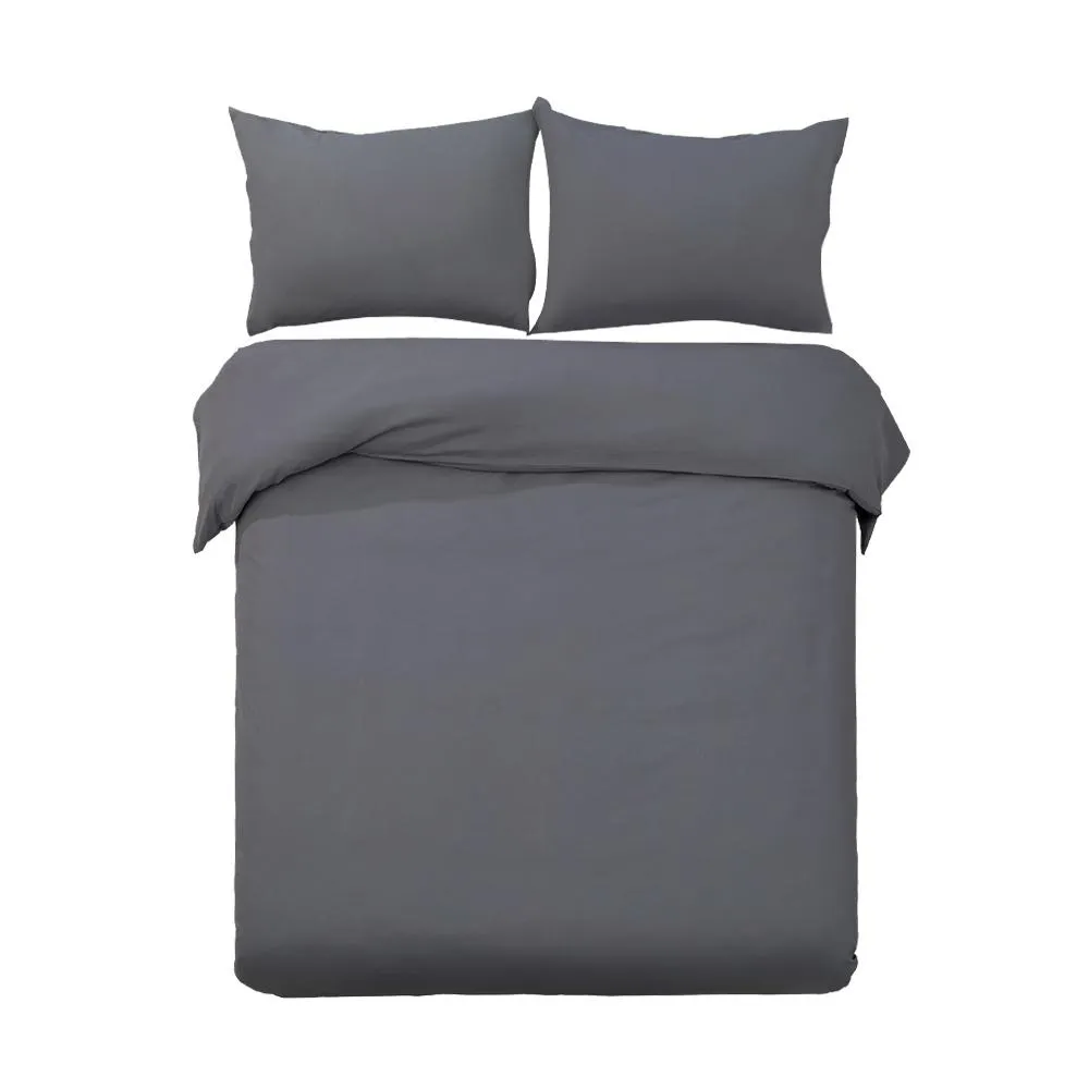 Queen Size Classic Quilt Cover Set - Charcoal