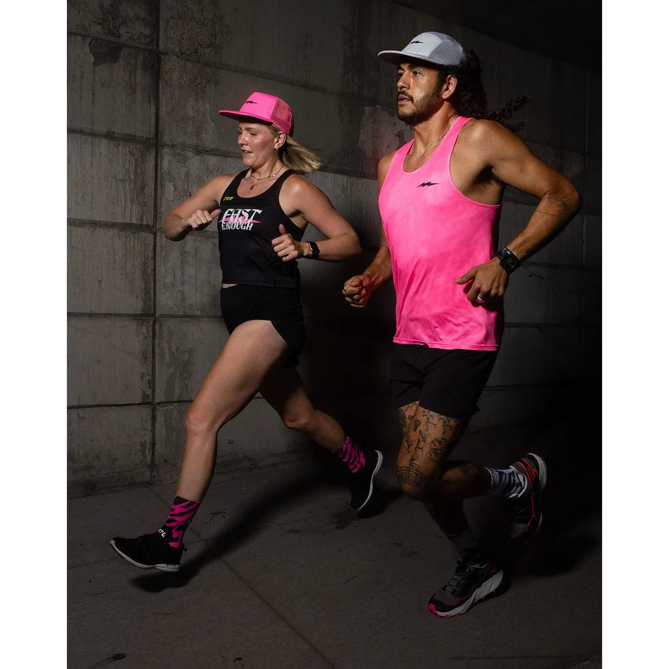 Rnnr Running Trucker Hat - Bolt Pink