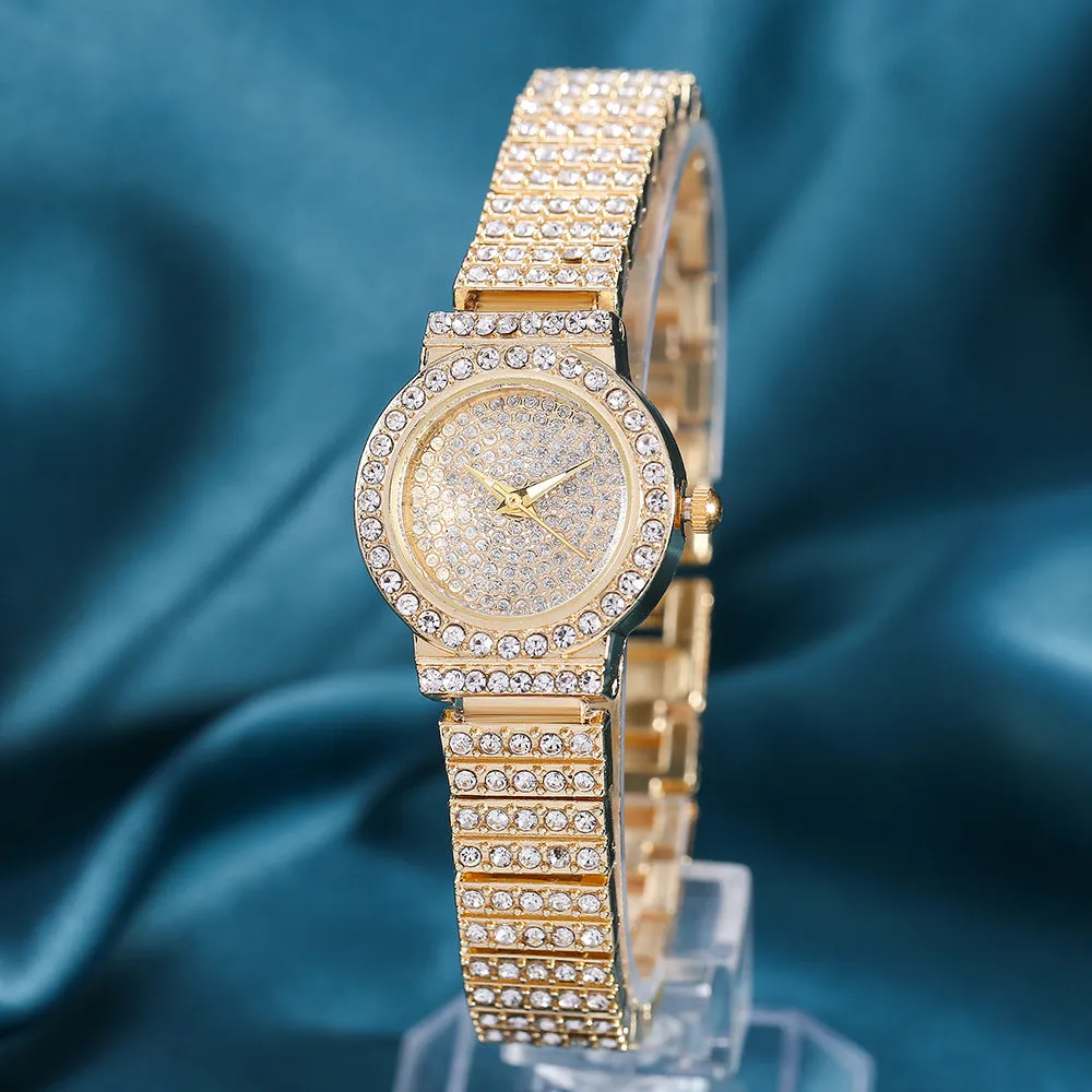 round Women's Watch Trendy Watch Diamond-Studded Alloy Quartz Business Watch Women