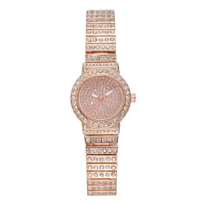 round Women's Watch Trendy Watch Diamond-Studded Alloy Quartz Business Watch Women