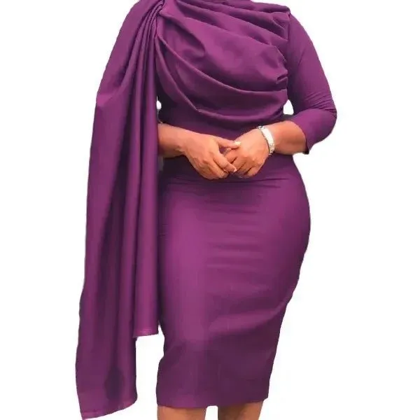 Royal Cloaked Sleeve Bodycon Dress