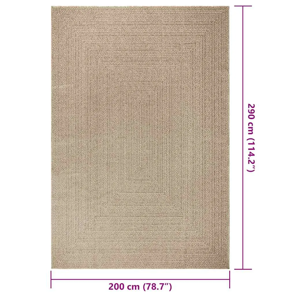 Rug ZIZUR Beige 200x290 cm Jute Look Indoor and Outdoor