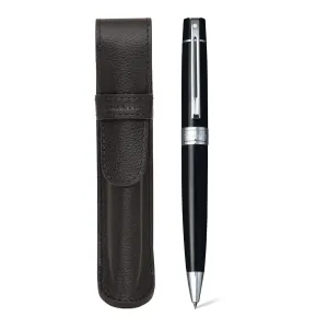 Sheaffer Gift Set Glossy Black 300 9312 Ballpoint Pen With Chrome Trim And Pen Pouch