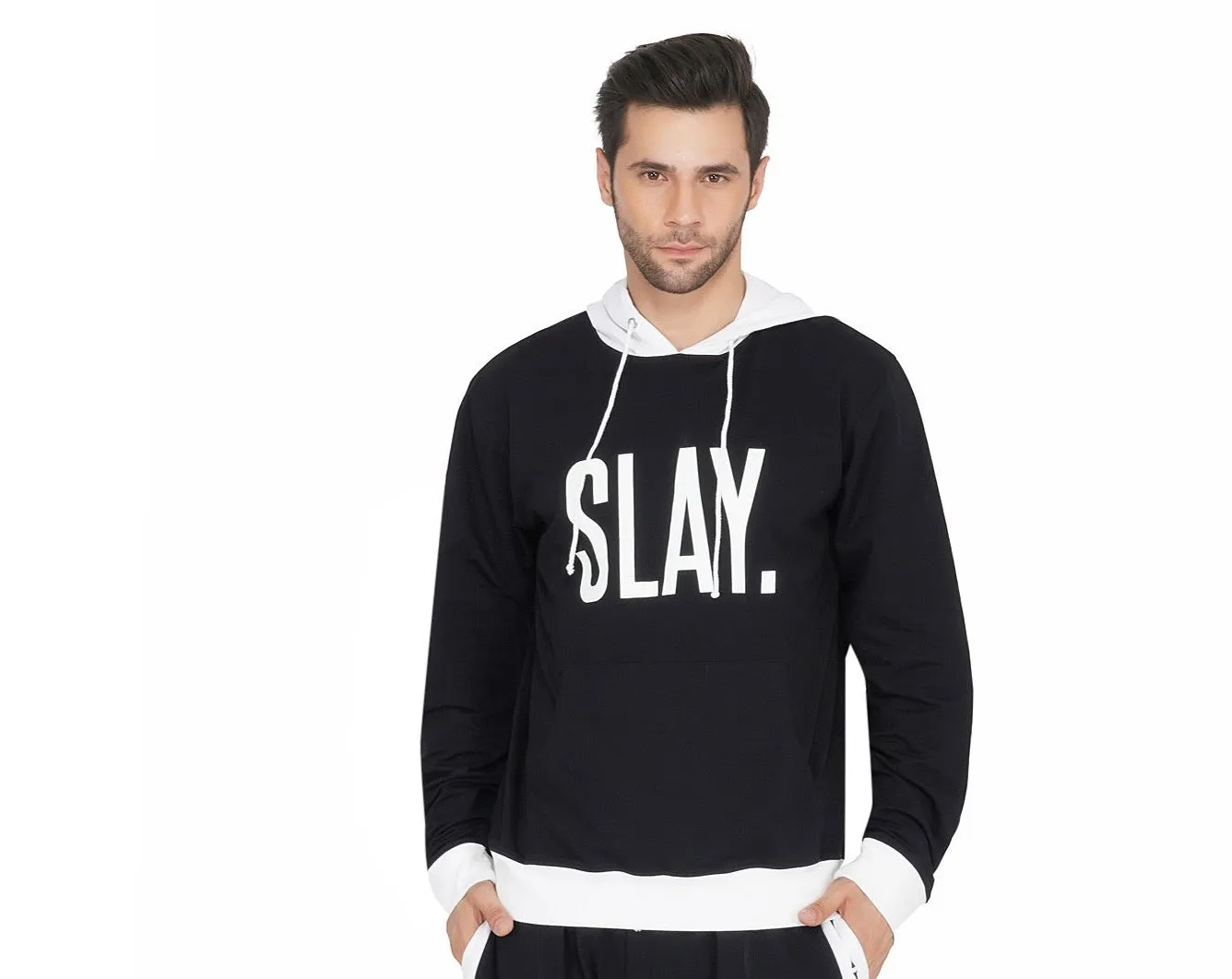 SLAY. Classic Men's Black & White Hoodie