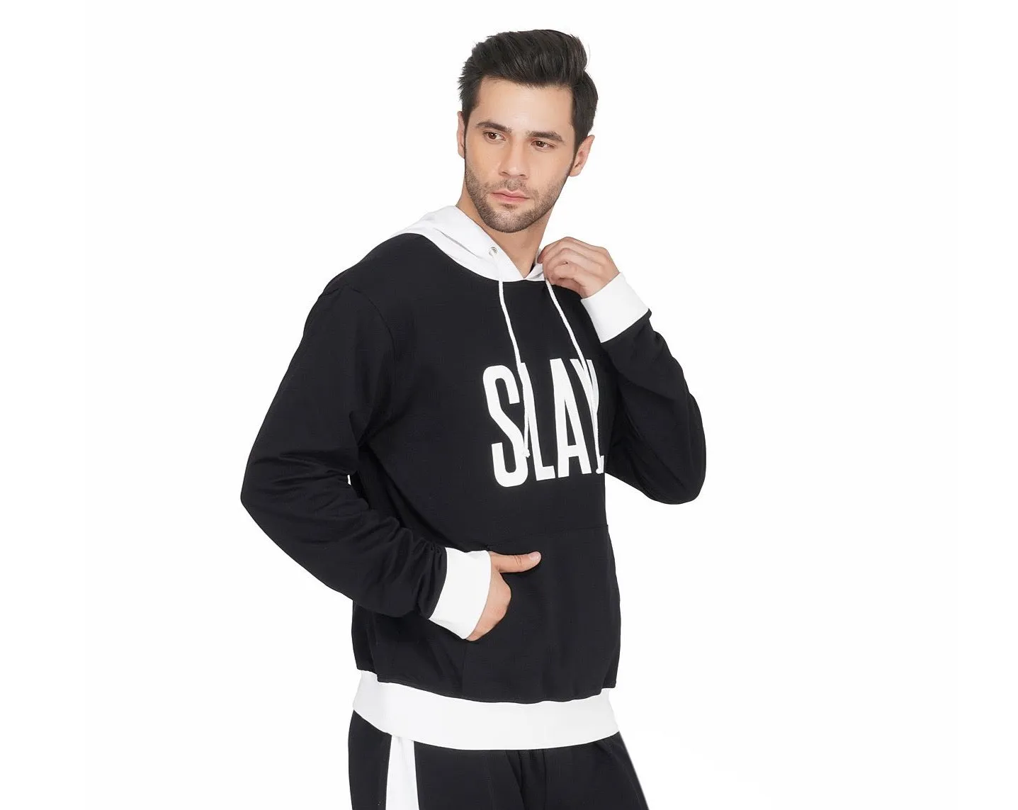 SLAY. Classic Men's Black & White Hoodie