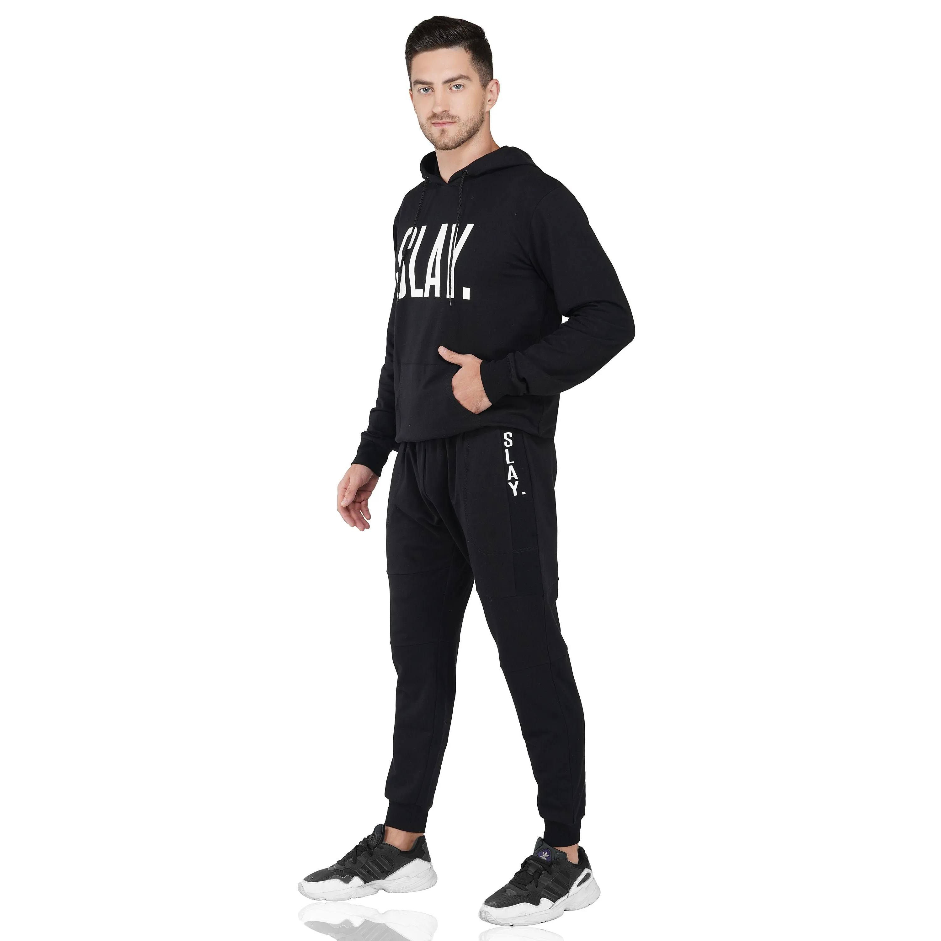 SLAY. Classic Men's Black Printed Tracksuit