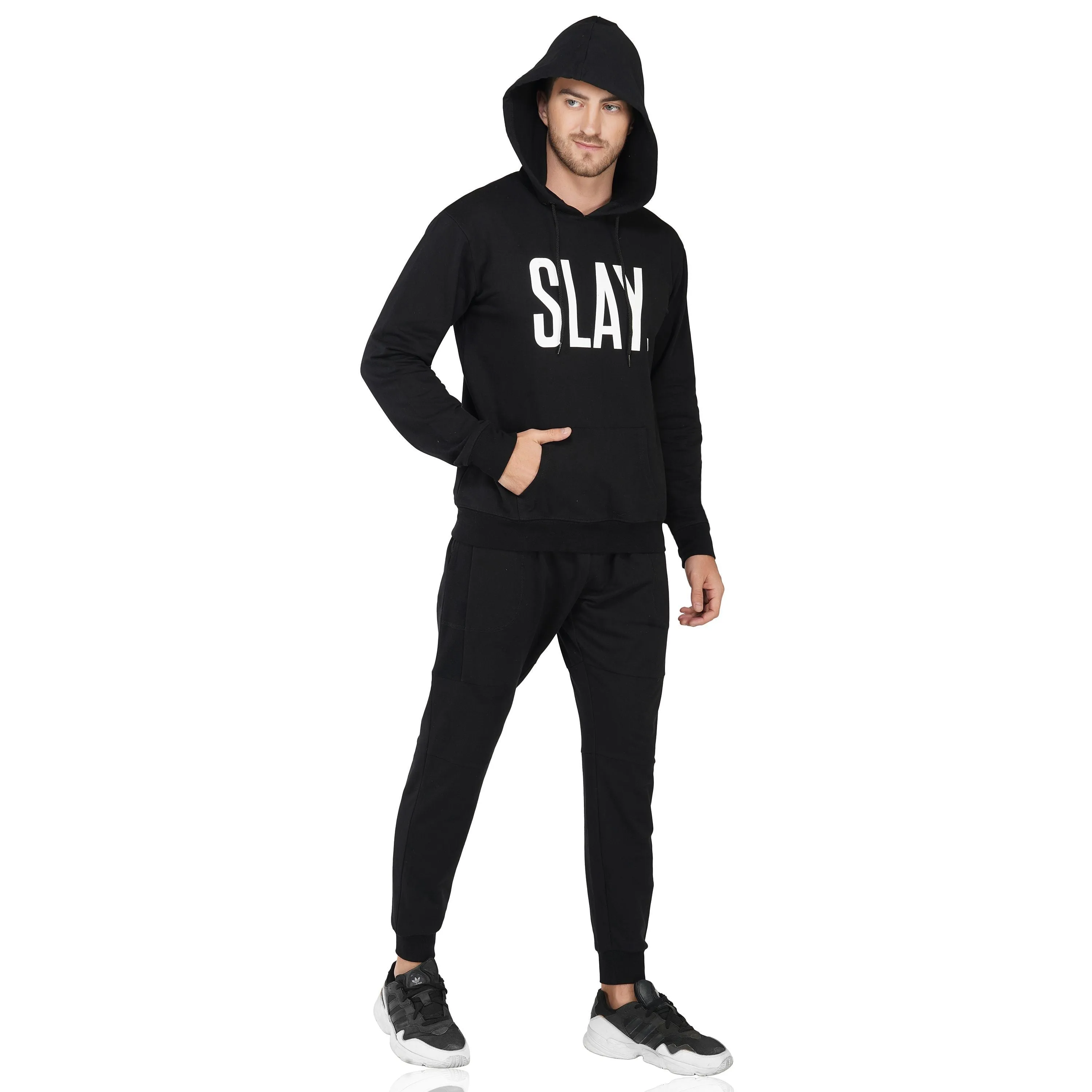 SLAY. Classic Men's Black Printed Tracksuit