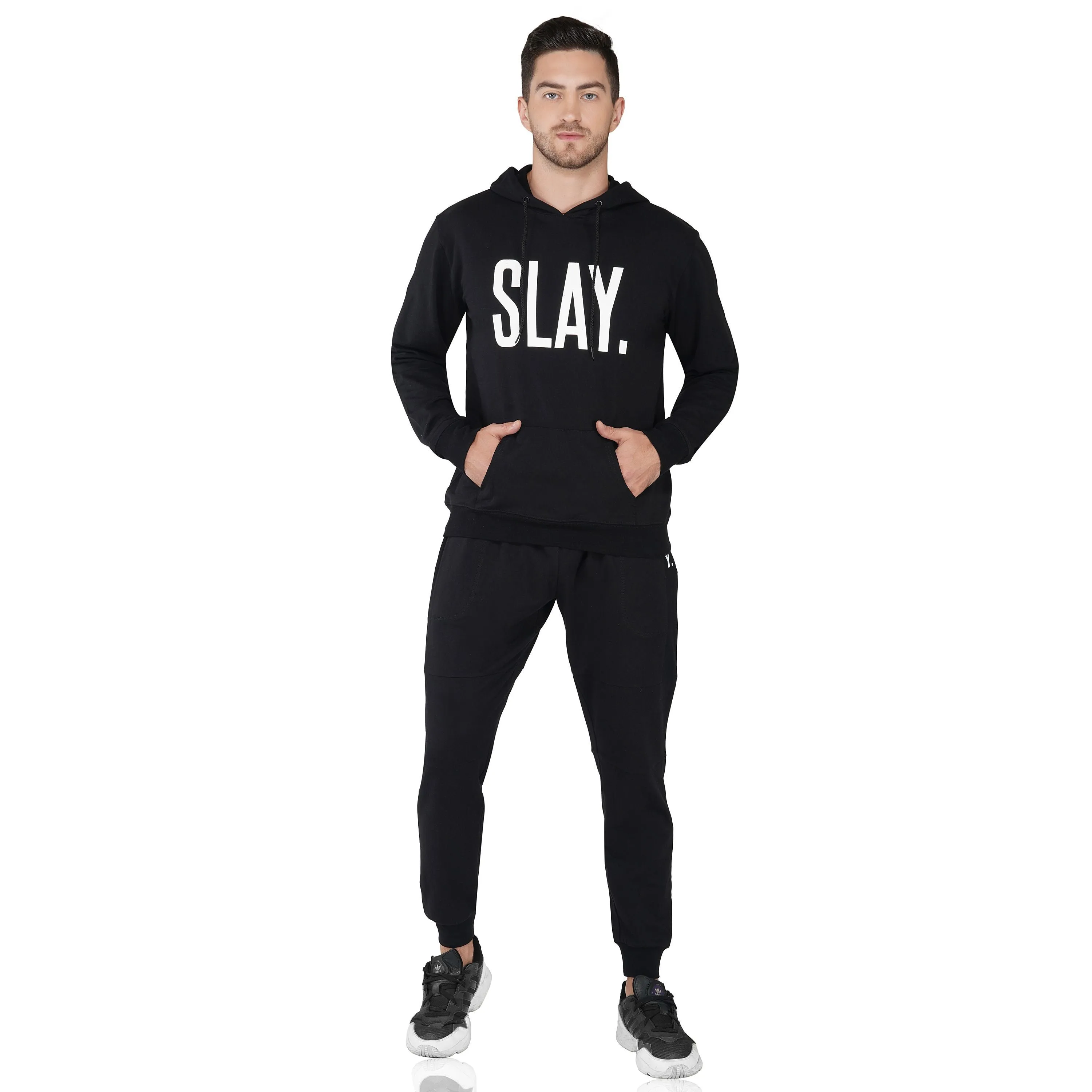 SLAY. Classic Men's Black Printed Tracksuit