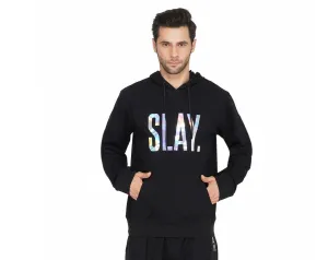 SLAY. Classic Men's Holographic Reflective Print Black Hoodie 💎 Edition