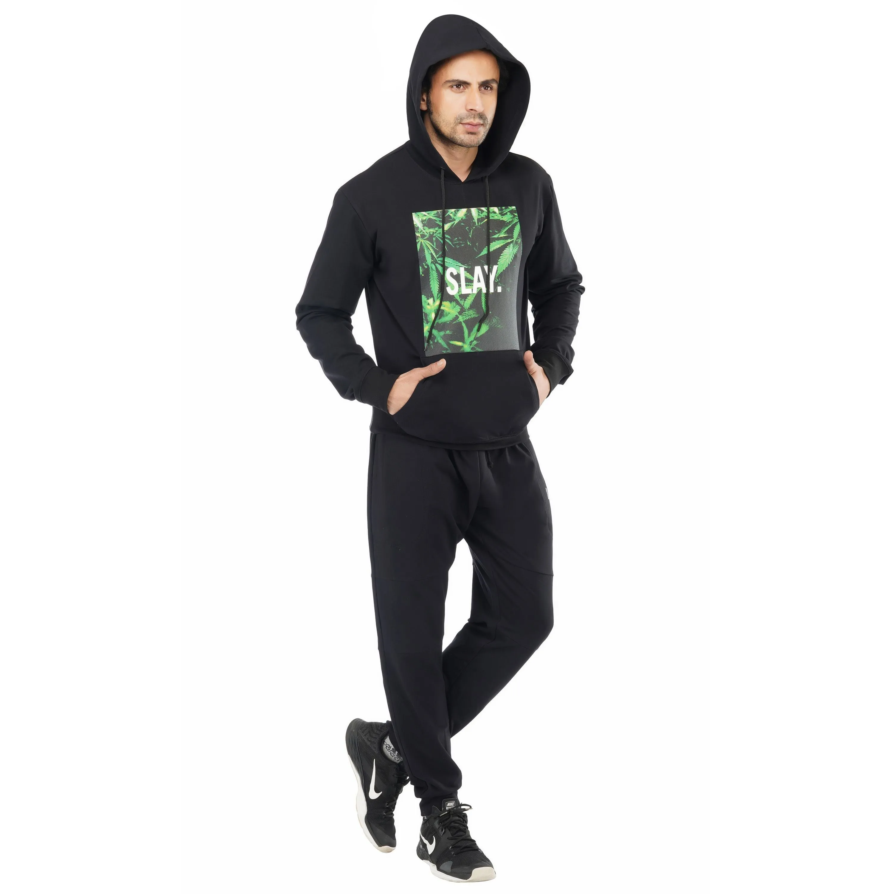 SLAY. Men's 4/20 Edition Leaves Printed Tracksuit