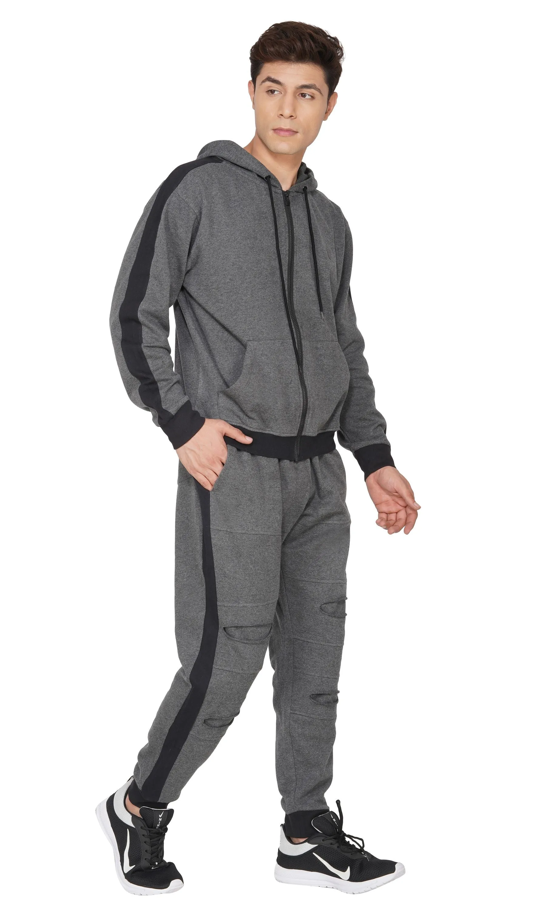 SLAY. Men's Dark Grey Tracksuit with Black Side Stripes