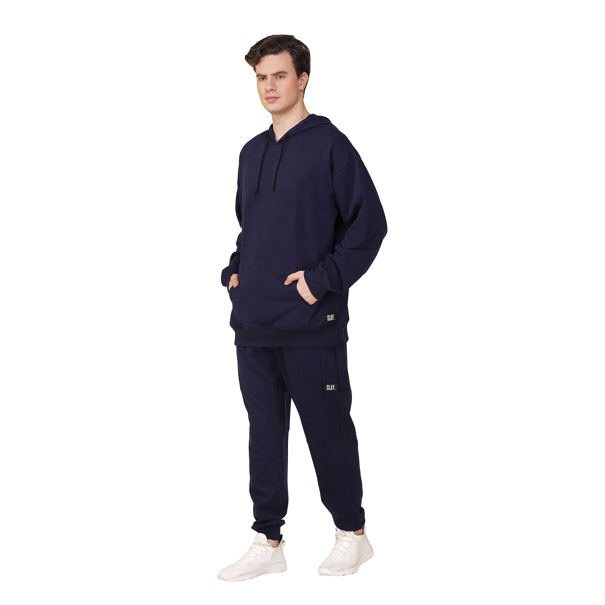 SLAY. Men's Navy Oversized Drop Shoulder Hoodie & Joggers Co-ord Set