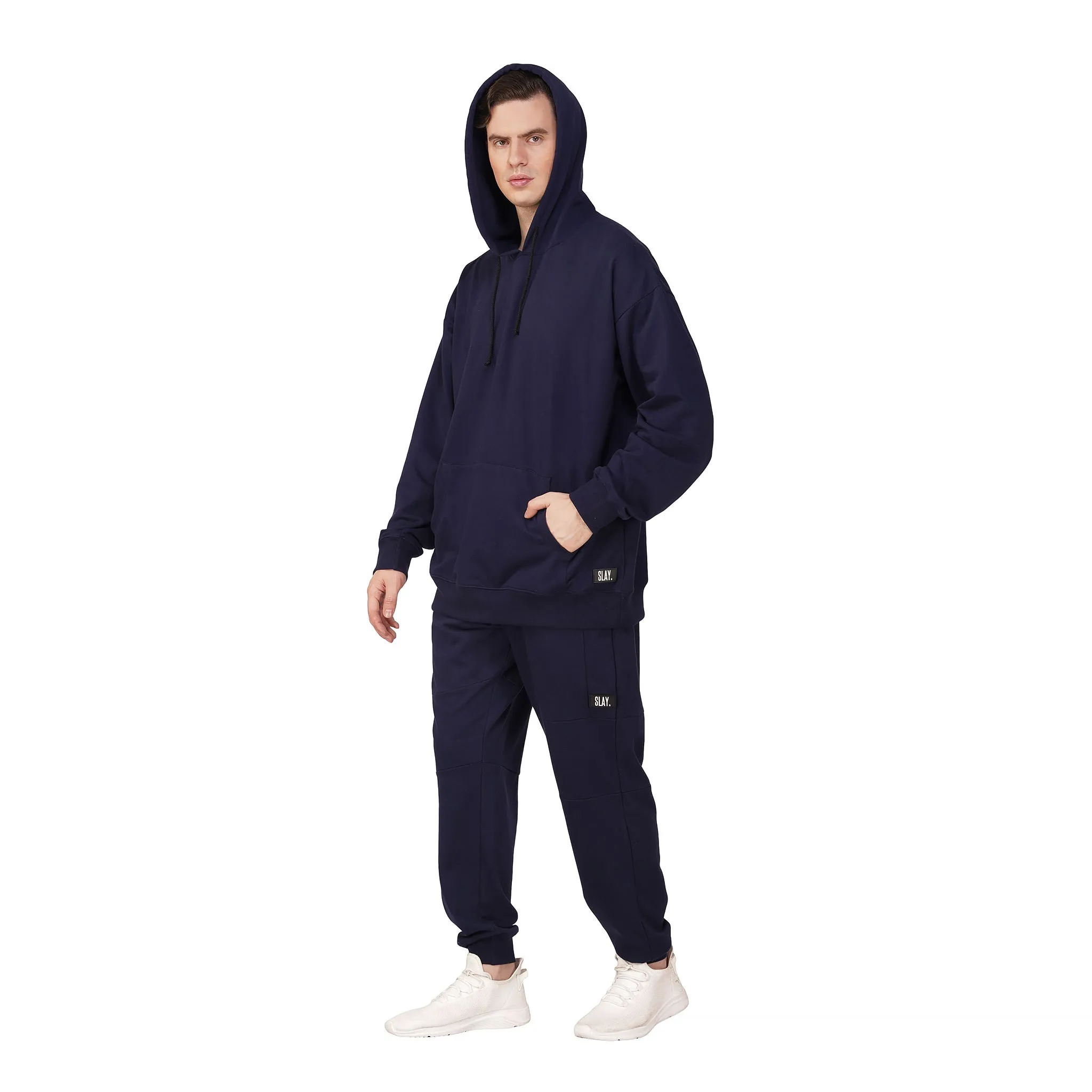 SLAY. Men's Navy Oversized Drop Shoulder Hoodie & Joggers Co-ord Set